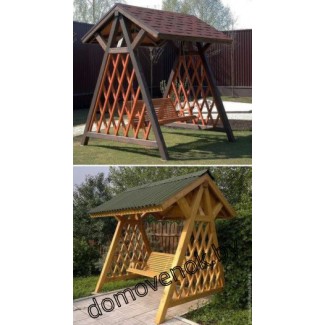 Качели садовые деревянные «Домик» КСД-13