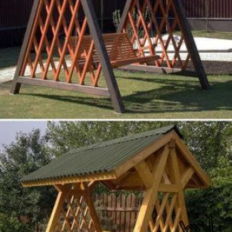 Качели садовые деревянные «Домик» КСД-13